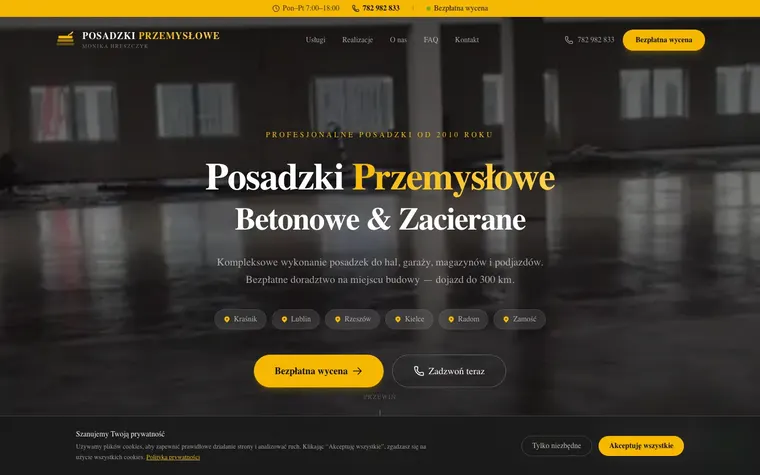 Strona firmy posadzkarskiej: galeria zdjęć wykonanych posadzek przemysłowych.